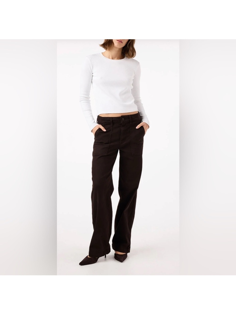 AMO Wide-Leg Jeans in Dark Brown